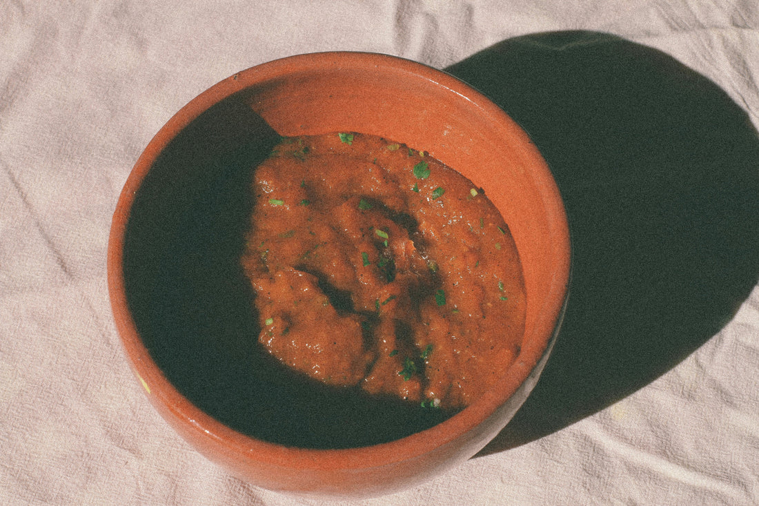 Making mole sauce with dark chocolate